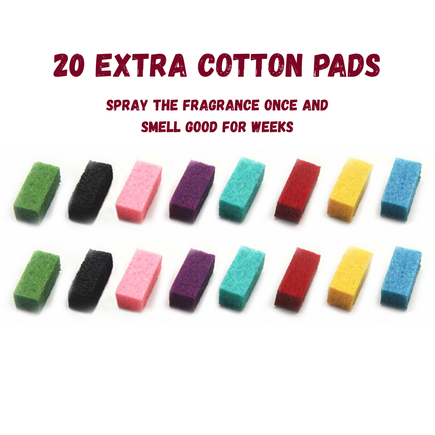20 extra colorful cotton pads for fragrance pendant, reusable and long-lasting scent holders, spray once and enjoy fragrance for weeks