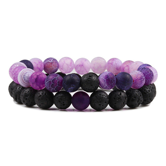 Purple Weathered Volcanic Stone Bead Bracelet made with natural 8mm purple volcanic stone beads, featuring a rugged texture and weathered finish, perfect for meditation, daily wear, and emotional balance